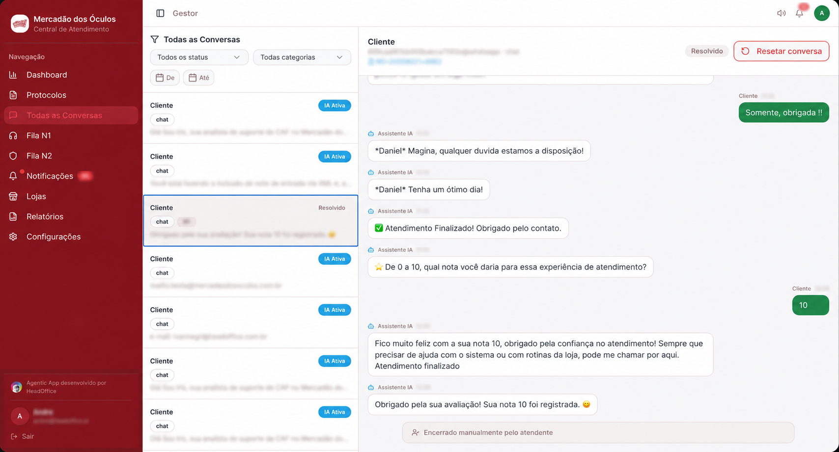 Recomendações de compra geradas pela IAgente Fernanda na plataforma HeadOffice